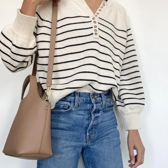 Sezane Leontine Jumper - S - Ecru / Navy - Picture 7 of 8